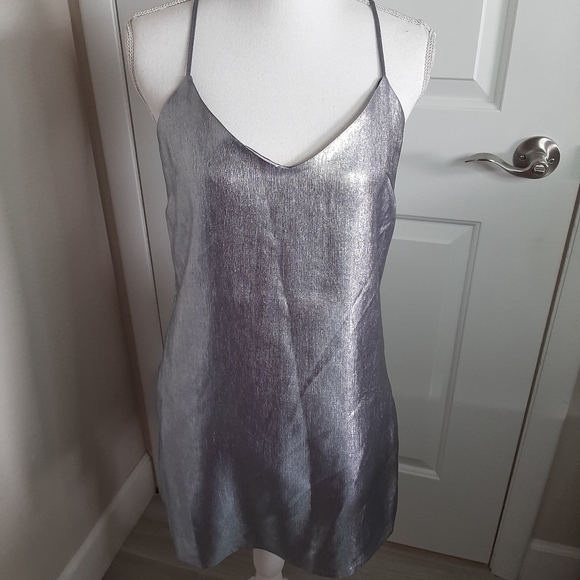 Topshop Dresses & Skirts - Topshop silver party mini dress 6